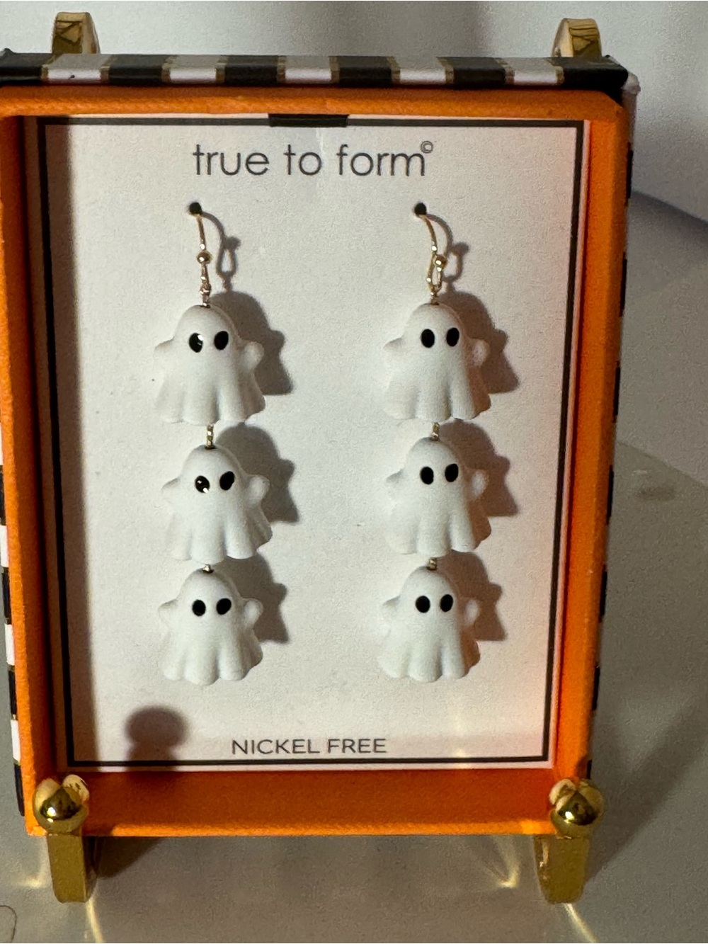 True to Form White Ghost Dangle Earrings - Nickel Free NIB